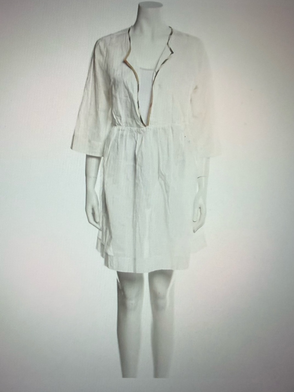 Burberry Brit White V-Neck Tunic with Signature Trim